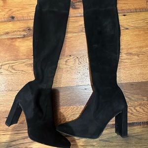 Stuart Weitzman over the knee black suede boots 9.5